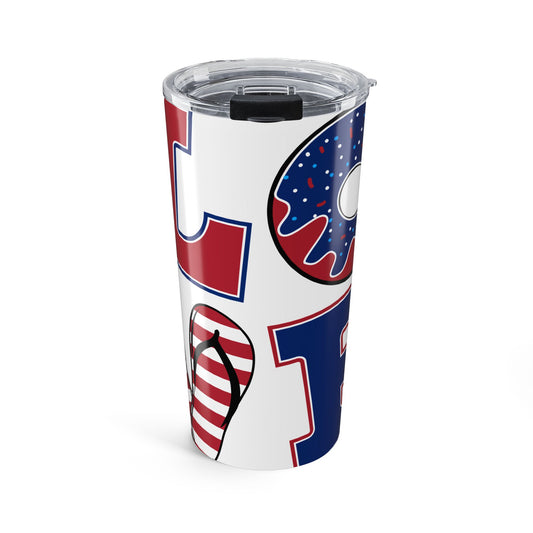 Patriotic Love Tumbler 20oz | Travel Mug for 4th of July, Memorial Day, Veteran's Day, Gifts for Her, Coffee Travel Cup