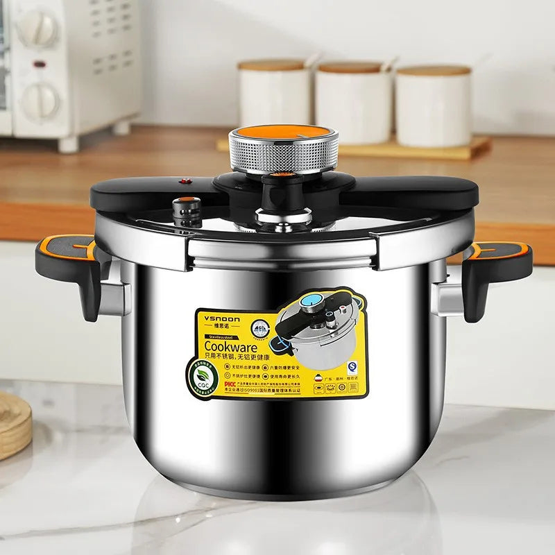 New Stainless Steel Pressure Cooker for Home Use - Small Size Explosion-Proof Pot Compatible with Gas & Induction Cooktops