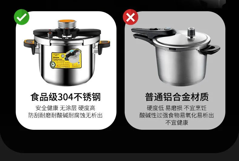 New Stainless Steel Pressure Cooker for Home Use - Small Size Explosion-Proof Pot Compatible with Gas & Induction Cooktops