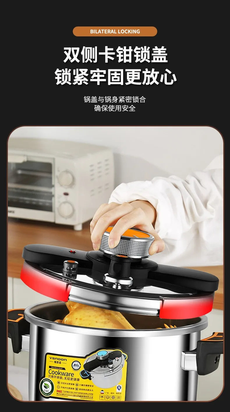 New Stainless Steel Pressure Cooker for Home Use - Small Size Explosion-Proof Pot Compatible with Gas & Induction Cooktops