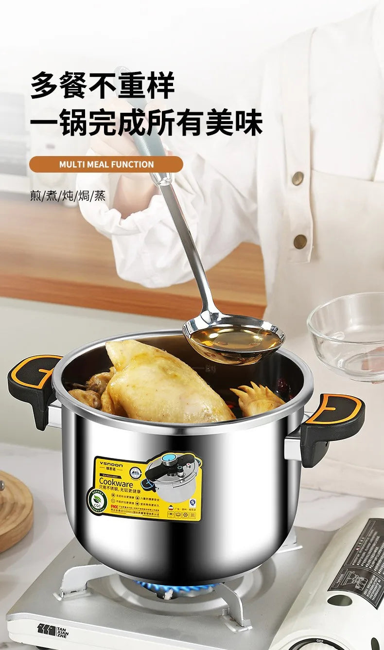 New Stainless Steel Pressure Cooker for Home Use - Small Size Explosion-Proof Pot Compatible with Gas & Induction Cooktops