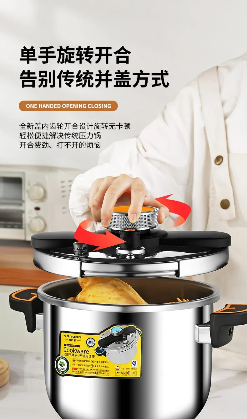 New Stainless Steel Pressure Cooker for Home Use - Small Size Explosion-Proof Pot Compatible with Gas & Induction Cooktops